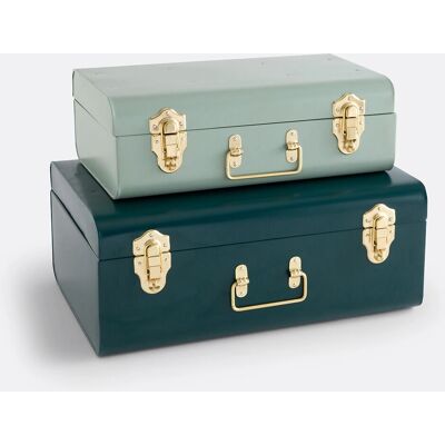 LA REDOUTE INTERIEURS Set di 2 valigie in metallo - Verde LA REDOUTE INTERIEURS Set di 2 valigie in metallo - Verde