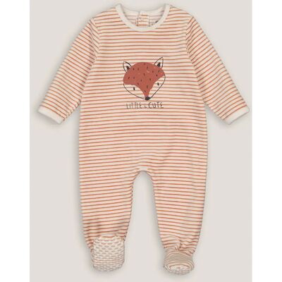 La Redoute - Pyjama velours rayé avec motif de renard - 1 à 12 mois La Redoute - Pyjama velours rayé avec motif de renard - 1 à 12 mois