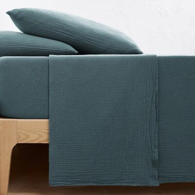 LA REDOUTE INTERIEURS - Kumla - Azul - 270 x 290 cm - gasa de algodón - Bed sheet LA REDOUTE INTERIEURS - Kumla - Azul - 270 x 290 cm - gasa de algodón - Bed sheet