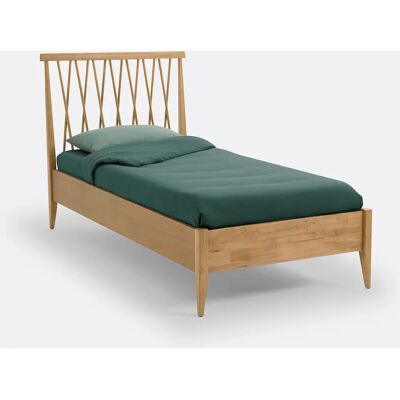 Lit Quilda de La Redoute - Bois massif Hevea, Style vintage, 90x190cm Lit Quilda de La Redoute - Bois massif Hevea, Style vintage, 90x190cm
