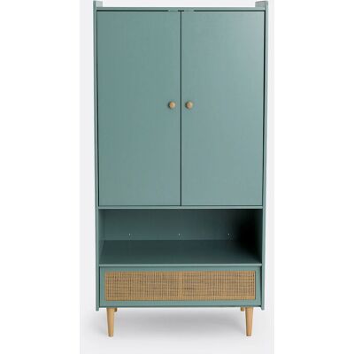 Armadio Taga di La Redoute Interieurs - 2 Ante, Appendiabiti, Rattan, MDF, Verde Armadio Taga di La Redoute Interieurs - 2 Ante, Appendiabiti, Rattan, MDF, Verde