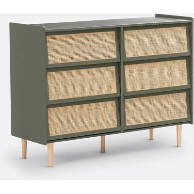La credenza Taga Verde con 6 cassetti in vimini La credenza Taga Verde con 6 cassetti in vimini
