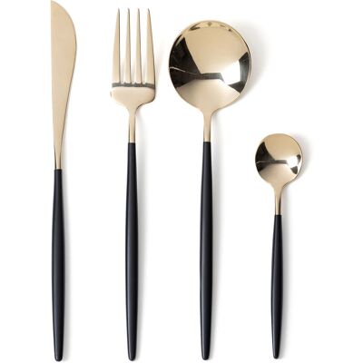 Set di posate Barbule in acciaio inox oro e nero Set di posate Barbule in acciaio inox oro e nero