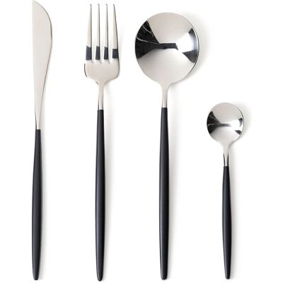 AM.PM - Barbule - Manici neri - 16 pezzi - Set posate AM.PM - Barbule - Manici neri - 16 pezzi - Set posate
