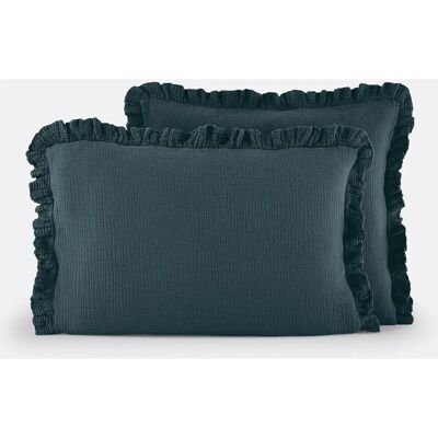 Housse de coussin en mousseline de coton Kumla avec volant - Taie d'oreiller Housse de coussin en mousseline de coton Kumla avec volant - Taie d'oreiller