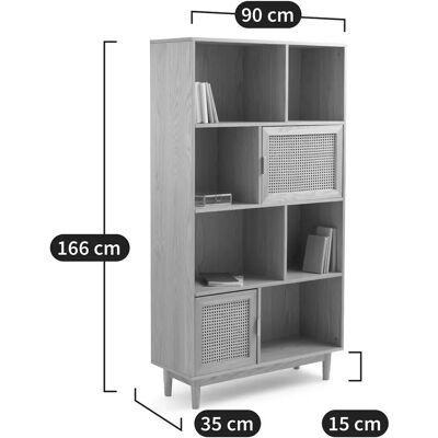 So'home Loris Estantería - Chapa de roble, Puertas de caña, 90cm So'home Loris Estantería - Chapa de roble, Puertas de caña, 90cm