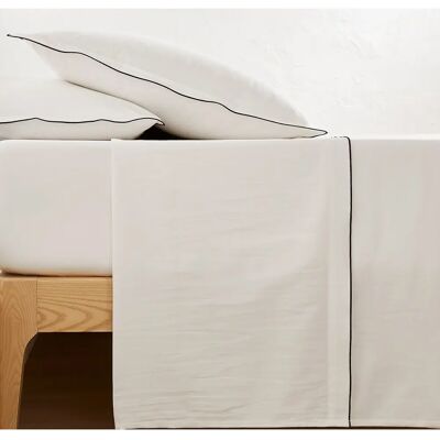 Ropa de cama de satén de algodón lavado - Blanco Ropa de cama de satén de algodón lavado - Blanco