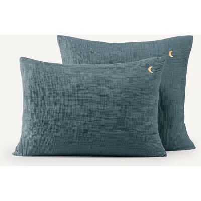 Am.pm Federa in garza di cotone biologico - Cuddly - Blu Am.pm Federa in garza di cotone biologico - Cuddly - Blu