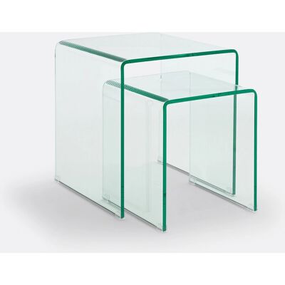 LA REDOUTE INTERIEURS Conjunto de Mesas Auxiliares Joan de Cristal Templado - Diseño Moderno LA REDOUTE INTERIEURS Conjunto de Mesas Auxiliares Joan de Cristal Templado - Diseño Moderno