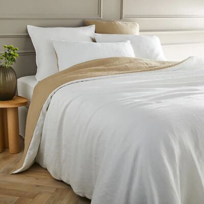 Am.pm Elina Federa in lino - 260x240cm - Bianco/Camel Am.pm Elina Federa in lino - 260x240cm - Bianco/Camel