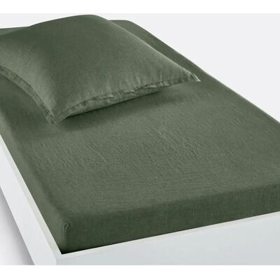 Sábana ajustada de lino de Redoute Interiors - Colchón alto 30cm - Verde Sábana ajustada de lino de Redoute Interiors - Colchón alto 30cm - Verde