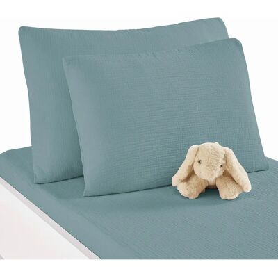 LA REDOUTE INTERIEURS Funda de almohada Kumla - Muselina de algodón, Azul LA REDOUTE INTERIEURS Funda de almohada Kumla - Muselina de algodón, Azul