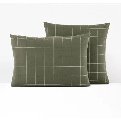 LA REDOUTE INTERIEURS Housse de coussin en flanelle de coton - Vert - Linge de lit LA REDOUTE INTERIEURS Housse de coussin en flanelle de coton - Vert - Linge de lit