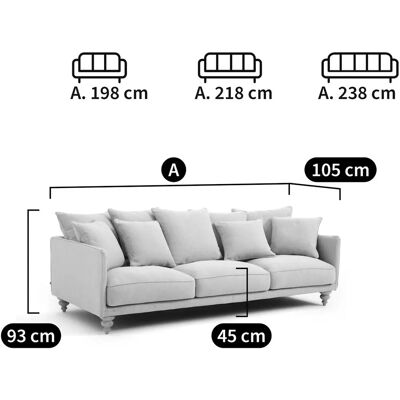 Sofá Lazare de AM.PM - Poliéster reciclado Gris Sofá Lazare de AM.PM - Poliéster reciclado Gris