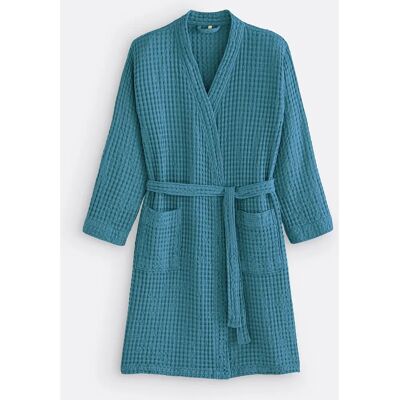 la redoute interieurs Kimono bata de baño - Piqué de waffle, 350 G/m², Azul la redoute interieurs Kimono bata de baño - Piqué de waffle, 350 G/m², Azul