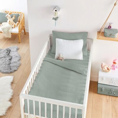La Redoute Interiors Biancheria da letto per bebé Kumla in mussola di cotone 140x150cm Verde Grigio - Lenzuola bambino La Redoute Interiors Biancheria da letto per bebé Kumla in mussola di cotone 140x150cm Verde Grigio - Lenzuola bambino