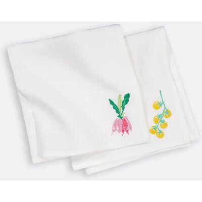 LA REDOUTE INTERIEURS Serviettes en lin brodées - 45x45cm LA REDOUTE INTERIEURS Serviettes en lin brodées - 45x45cm