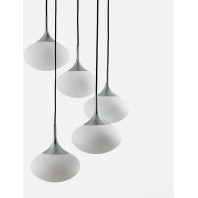 La Redoute Interieurs MERISA Lámpara colgante - Metal, Opalina, Gris La Redoute Interieurs MERISA Lámpara colgante - Metal, Opalina, Gris