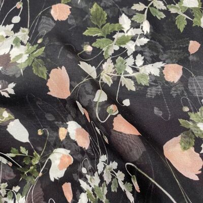 Liberty - Floral Silk - Bleu marine - Soie - Tissu - Publicité Liberty - Floral Silk - Bleu marine - Soie - Tissu - Publicité