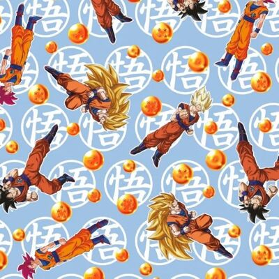 Mondial Tissus - Dragon Ball Z Cotton - Bleu - Tissu Mondial Tissus - Dragon Ball Z Cotton - Bleu - Tissu