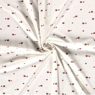 Mondial Tissus - Jersey coton elastanne - Pommes écru - Imprimé pommes - Fabric Mondial Tissus - Jersey coton elastanne - Pommes écru - Imprimé pommes - Fabric