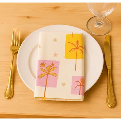 Mondial Tissus - Serviettes palmier multicolores - 40x40 - Lot de serviettes Mondial Tissus - Serviettes palmier multicolores - 40x40 - Lot de serviettes