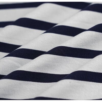 Mondial Tissus MT jersey coton bleu marine à rayures tissu Mondial Tissus MT jersey coton bleu marine à rayures tissu