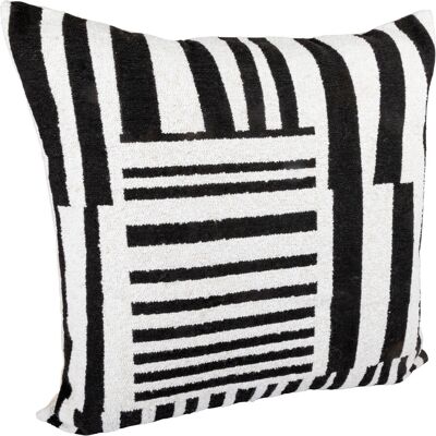 Mondial Tissus - Black and White Stripe Cushion Cover 40x40 - Cushion Cover Mondial Tissus - Black and White Stripe Cushion Cover 40x40 - Cushion Cover