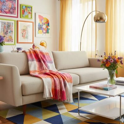 Mondial Tissus - Plaid rose orange 130x170 - Rose-Orange plaid - Publicité Mondial Tissus - Plaid rose orange 130x170 - Rose-Orange plaid - Publicité