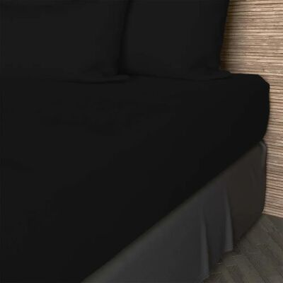 Soleil d'ocre Cotton Fitted Sheet - 180x200cm, 57 Threads, Black Soleil d'ocre Cotton Fitted Sheet - 180x200cm, 57 Threads, Black