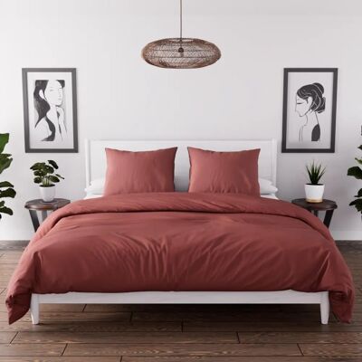 SH0P&CITY Brique Ensemble de Housses de Couette en Microfibre - Publicité SH0P&CITY Brique Ensemble de Housses de Couette en Microfibre - Publicité