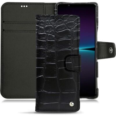 Noreve Sony Xperia 1 IV Lederhülle - Leder, schwarz, Vintage - Handyhülle Noreve Sony Xperia 1 IV Lederhülle - Leder, schwarz, Vintage - Handyhülle