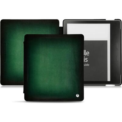 Housse en cuir Noreve pour Kindle Oasis (2019) Vert Patine - Autruche - Étui - Publicité Housse en cuir Noreve pour Kindle Oasis (2019) Vert Patine - Autruche - Étui - Publicité