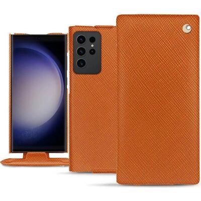Noreve Lederhülle für Samsung Galaxy S23 Ultra - Orange - Slim Fit Noreve Lederhülle für Samsung Galaxy S23 Ultra - Orange - Slim Fit