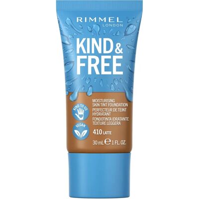 Rimmel London - Kind & Free Skin Tint Foundation 410 Latte - Voor Vrouwen, 30ml Rimmel London - Kind & Free Skin Tint Foundation 410 Latte - Voor Vrouwen, 30ml