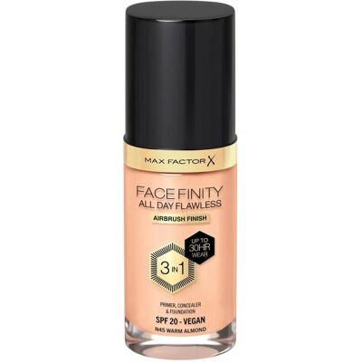 Max Factor Facefinity All Day Flawless Fondotinta 3-in-1 - SPF 20 - N45 Mandorla Calda Max Factor Facefinity All Day Flawless Fondotinta 3-in-1 - SPF 20 - N45 Mandorla Calda