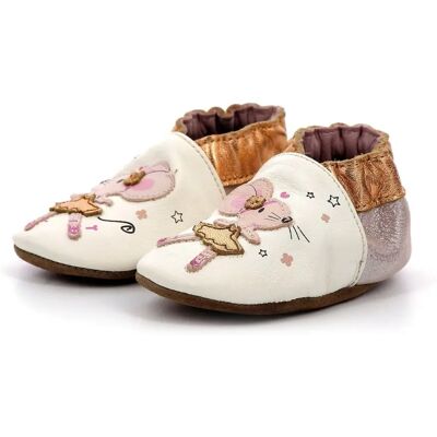 Robeez Dancing Mouse Blanc - Chaussons - Publicité Robeez Dancing Mouse Blanc - Chaussons - Publicité