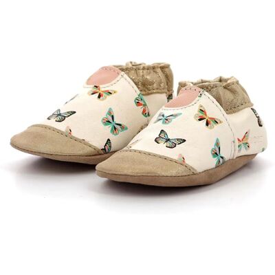 Robeez Crazybutterfly Chaussures bébé en cuir blanc - Baby slippers - Publicité Robeez Crazybutterfly Chaussures bébé en cuir blanc - Baby slippers - Publicité