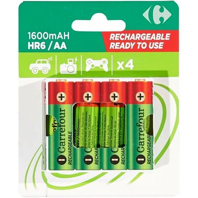 Carrefour - HR6 1600mAh - AA - 4-pack - Batterie - Publicité Carrefour - HR6 1600mAh - AA - 4-pack - Batterie - Publicité