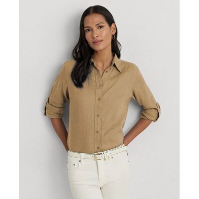 Lauren Ralph Lauren Karrie Linnen Skjorte - Langermet - Brun Lauren Ralph Lauren Karrie Linnen Skjorte - Langermet - Brun