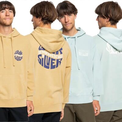 Quiksilver Mens Garment Dye Pullover Hoodie - Birch - Sweater Quiksilver Mens Garment Dye Pullover Hoodie - Birch - Sweater
