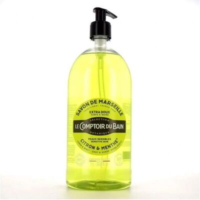 Le Comptoir du Bain Zitronen-Minze Seife - Marseille Traditionell Tiefenreinigung - 1L Le Comptoir du Bain Zitronen-Minze Seife - Marseille Traditionell Tiefenreinigung - 1L