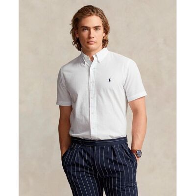 Polo Ralph Lauren Weiß Custom Fit Seersucker Hemd - Kurze Ärmel Polo Ralph Lauren Weiß Custom Fit Seersucker Hemd - Kurze Ärmel