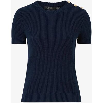 Lauren Ralph Lauren - Suéter de punto de algodón con cuello en V - Azul - Mujer Lauren Ralph Lauren - Suéter de punto de algodón con cuello en V - Azul - Mujer