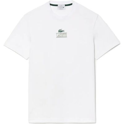Lacoste TH1147_001 Vit Casual Bomull T-shirt med Kort Ärm Lacoste TH1147_001 Vit Casual Bomull T-shirt med Kort Ärm