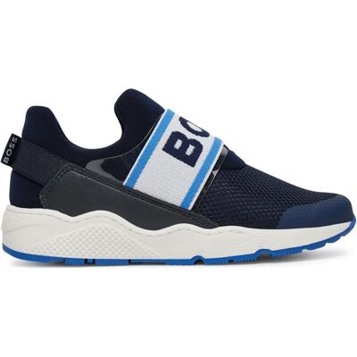 BOSS J51645 Morski Skórzane Buty Sportowe - Trainers BOSS J51645 Morski Skórzane Buty Sportowe - Trainers