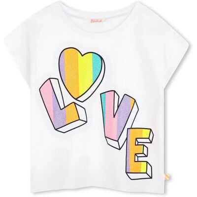 Billieblush U21036 T-shirt blanc en maille - Mode enfantine - Publicité Billieblush U21036 T-shirt blanc en maille - Mode enfantine - Publicité