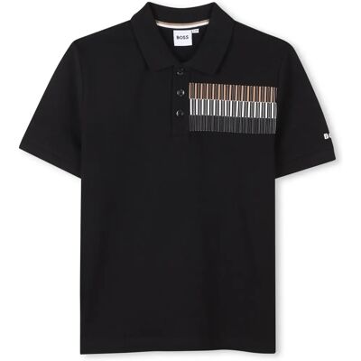 Maglietta polo per bambini BOSS - Nera - Vestibilità regolare - Misto cotone - Manica corta - Logo iconico - Materiale resistente Maglietta polo per bambini BOSS - Nera - Vestibilità regolare - Misto cotone - Manica corta - Logo iconico - Materiale resistente