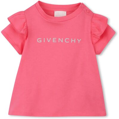 GIVENCHY Rose Ruffled Sleeve Cotton Girl T-shirt - T-shirt GIVENCHY Rose Ruffled Sleeve Cotton Girl T-shirt - T-shirt