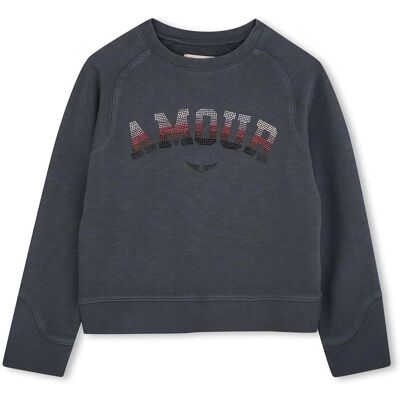 Felpa in cotone fleece grigio Zadig & Voltaire - Moda bambini Felpa in cotone fleece grigio Zadig & Voltaire - Moda bambini